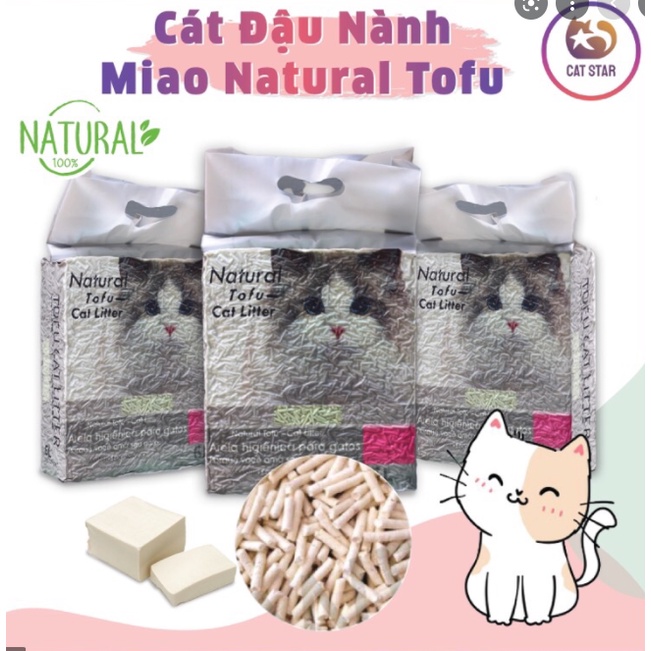 [Mã PET50K giảm Giảm 10% - Tối đa 50K đơn từ 250K] Cát đậu nành MIAO NATURAL TOFU - Cát vệ sinh cho mèo - Túi 6L