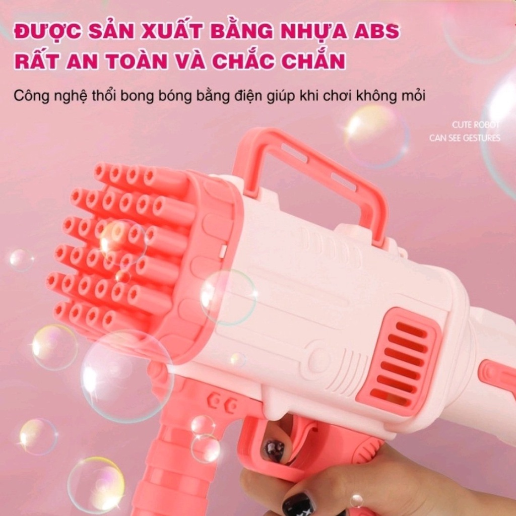 [ Tặng 4 Pin ] Súng bắn bong bóng xà phòng ,súng phun bong bóng 32 nòng nhiều màu an toàn cho bé