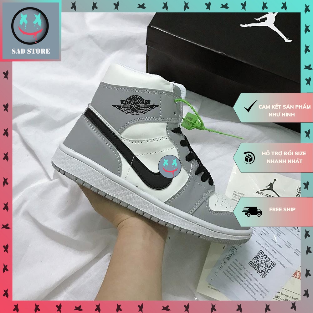 Giày Jordan Cổ Cao Xám, Giày JD Cổ Cao Xám Đen Hàng Cao Cấp Full Box + Bill | BigBuy360 - bigbuy360.vn