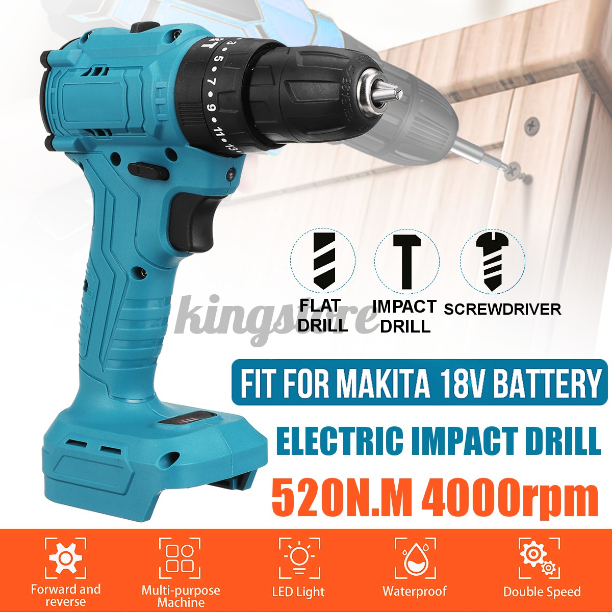 Máy Khoan Không Dây 3 / 8 '' 520n.m Cho Pin Makita