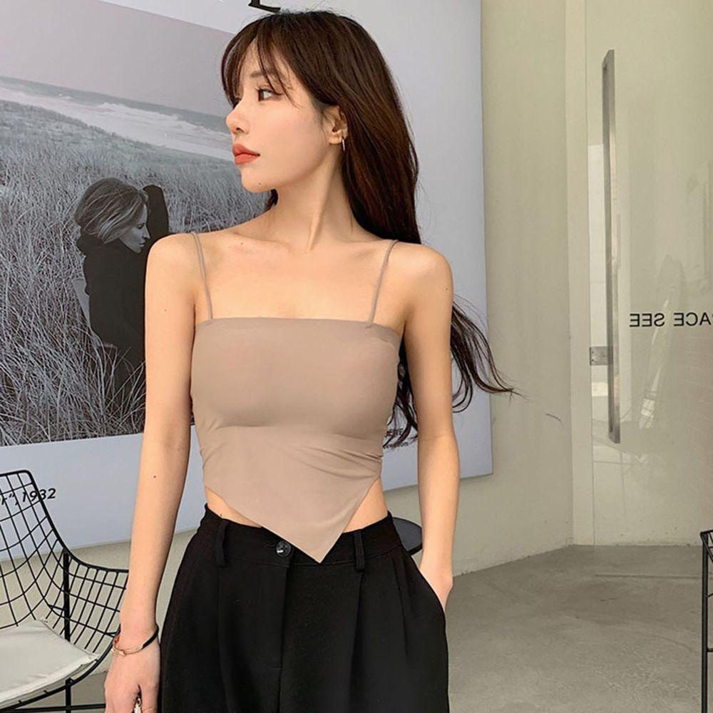 Áo Tank Top Hai Dây Thiết Kế Không Đồng Đều Sau Lưng Xinh Xắn Thời Trang