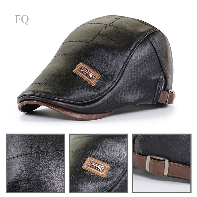 Mũ beret bằng da phong cách cổ điển cá tính cho nam