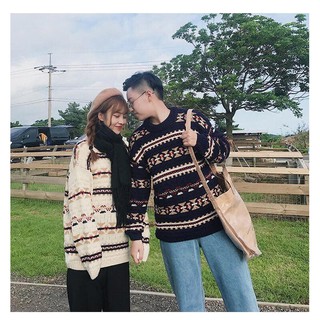 Áo len thổ cẩm oversize mặc đôi nam nữ