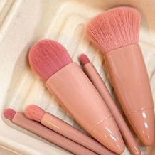 Bộ cọ trang điểm cá nhân 5 món kèm hộp có gương màu hồng siêu xinh