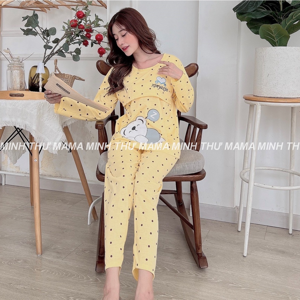 Bộ bầu - bộ sau sinh - cho con bú - chất liệu cotton