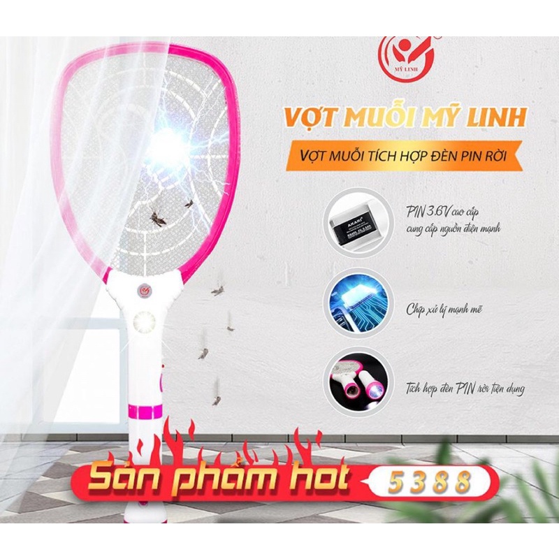 [ chính hãng ] Vợt muỗi Pin rời  - 3  chức năng