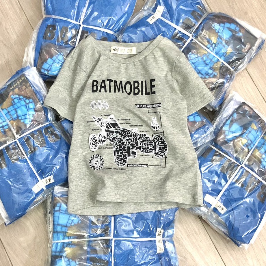 [Rẻ Vô Địch] Áo thun cộc tay bé trai - Set 2 áo cộc tay Hm Batman chất cotton cho bé trai size 2-10t