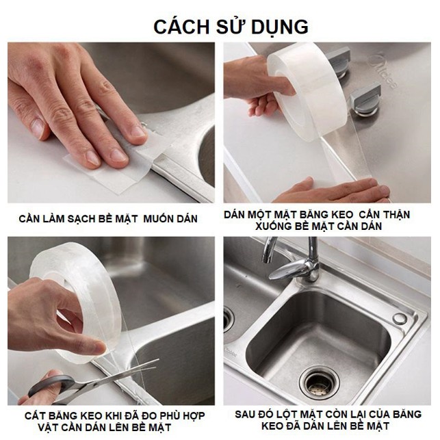 Băng dính 2 mặt trong suốt siêu chắc - cuộn 3m