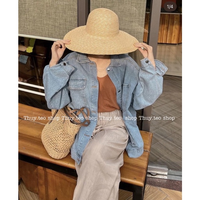 Áo khoác jean tag da dày dặn - Áo khoác jean nữ oversize hàng quảng Châu