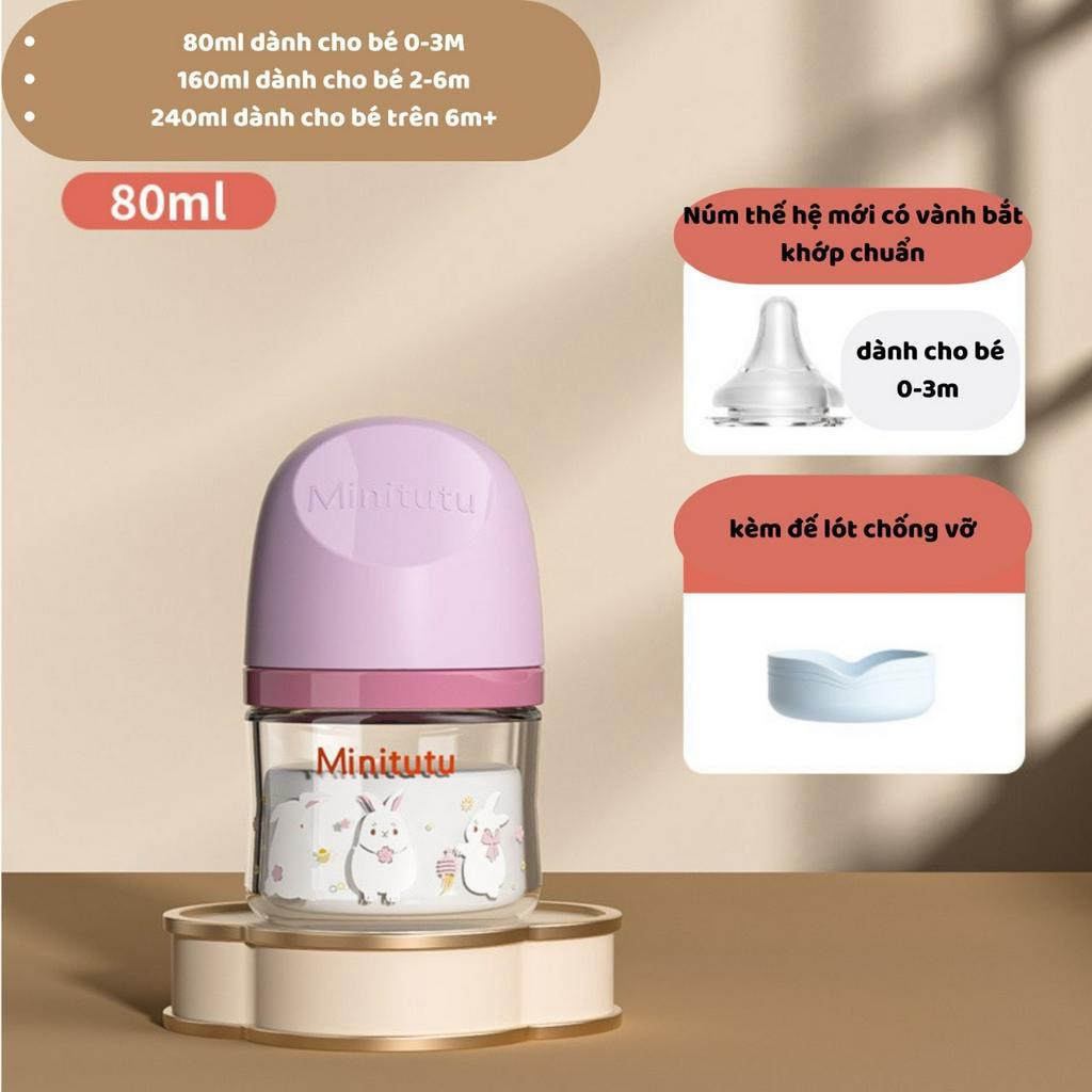 Bình Sữa Thủy Tinh FIERBABY Cổ Rộng 80Ml 160Ml 240Ml