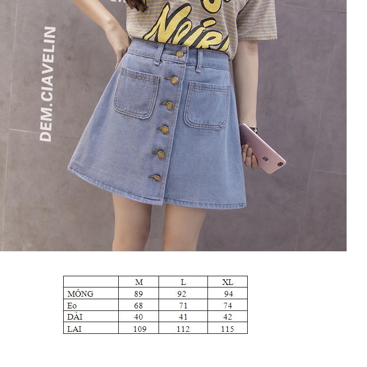 Xả hàng nghỉ bán Chân váy chữ A phối nút VN22