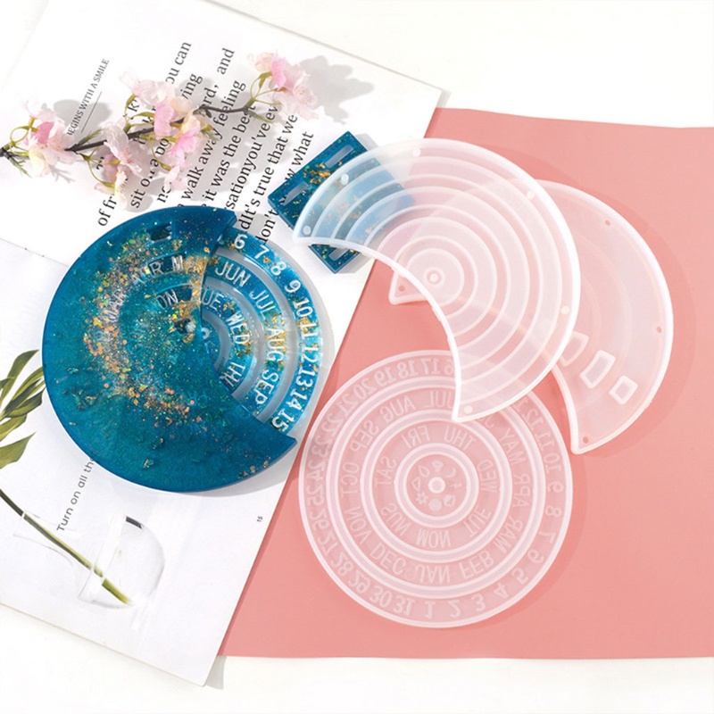 1 Bộ Khuôn Silicone Hình Mặt Trăng / Trái Tim Làm Lịch Treo Trang Trí Thủ Công