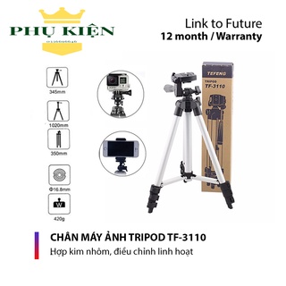 Gậy Tripod chụp ảnh 3 chân cao 1m2 l Gậy Tripod chụp ảnh 3110 tự đứng khung nhôm, chân cao su chống trơn trượt