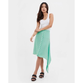 TheBlueTshirt - Cherry Bomb Midi Skirt - Chân váy dài xanh lá họa tiết chấm bi