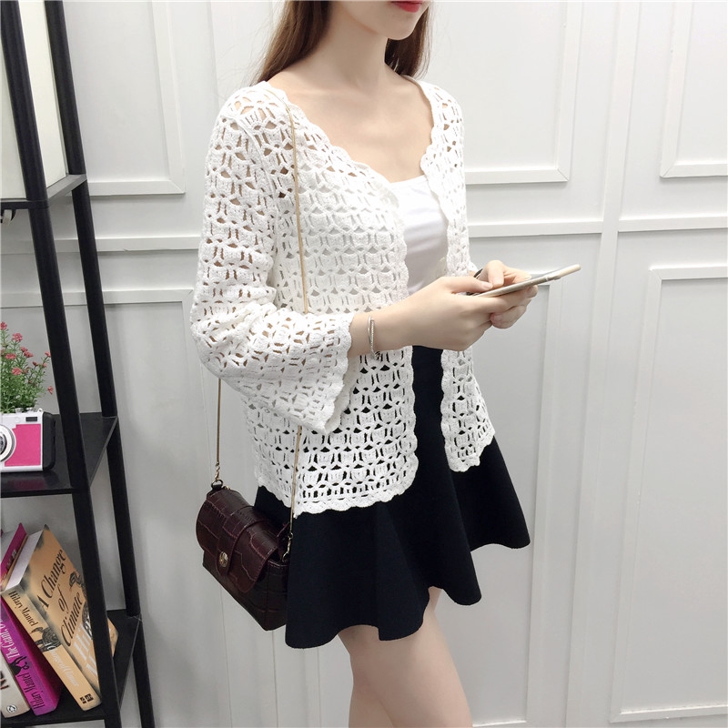 Áo khoác cardigan dệt kim mỏng dáng rộng thiết kế lỗ nhỏ thời trang xinh xắn cho nữ
 | BigBuy360 - bigbuy360.vn