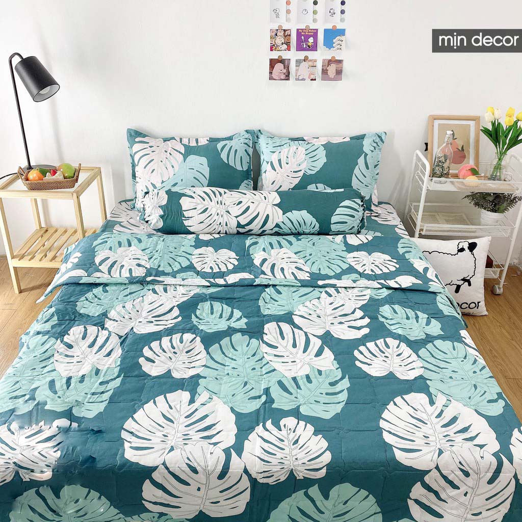 [Mã LIFEMALL2505 giảm 10% đơn 250K] Bộ chăn ga gối MỊN DECOR cotton 3D kèm chăn trần bông hè mềm mịn bo chun miễn phí | BigBuy360 - bigbuy360.vn