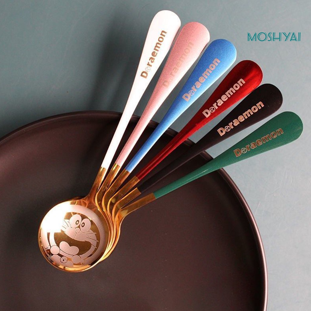 Muỗng Cà Phê Cán Dài Bằng Thép Không Gỉ Hình Doraemon Dễ Thương