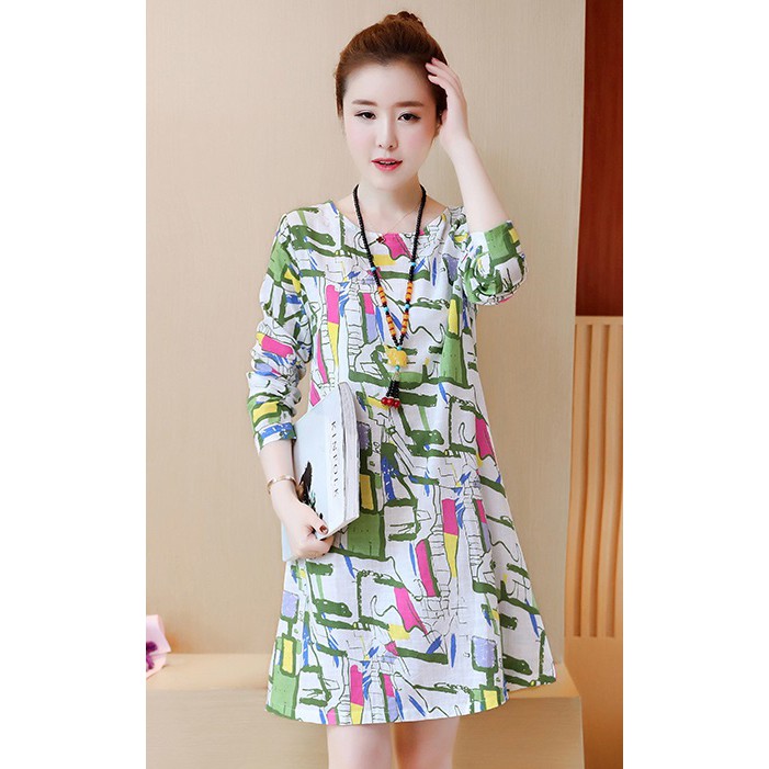 Đầm nữ dáng suông họa tiết mới lạ da66
