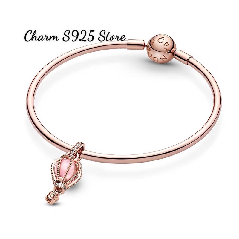 charm pan treo khinh khí cầu vàng hồng bạc s925 cao cấp