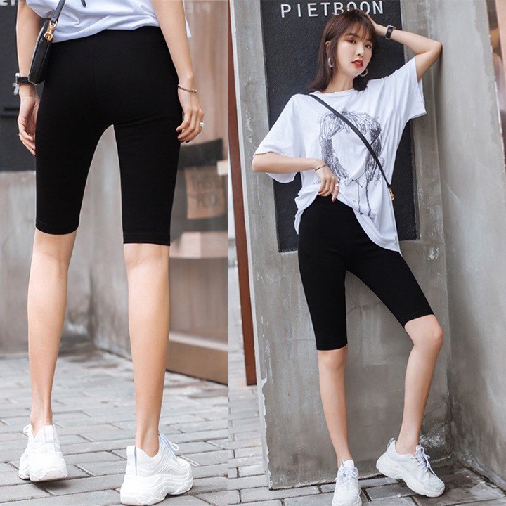 Quần legging lửng ngố nâng mông, quần legging cạp chun bản to chất thun co dãn | BigBuy360 - bigbuy360.vn