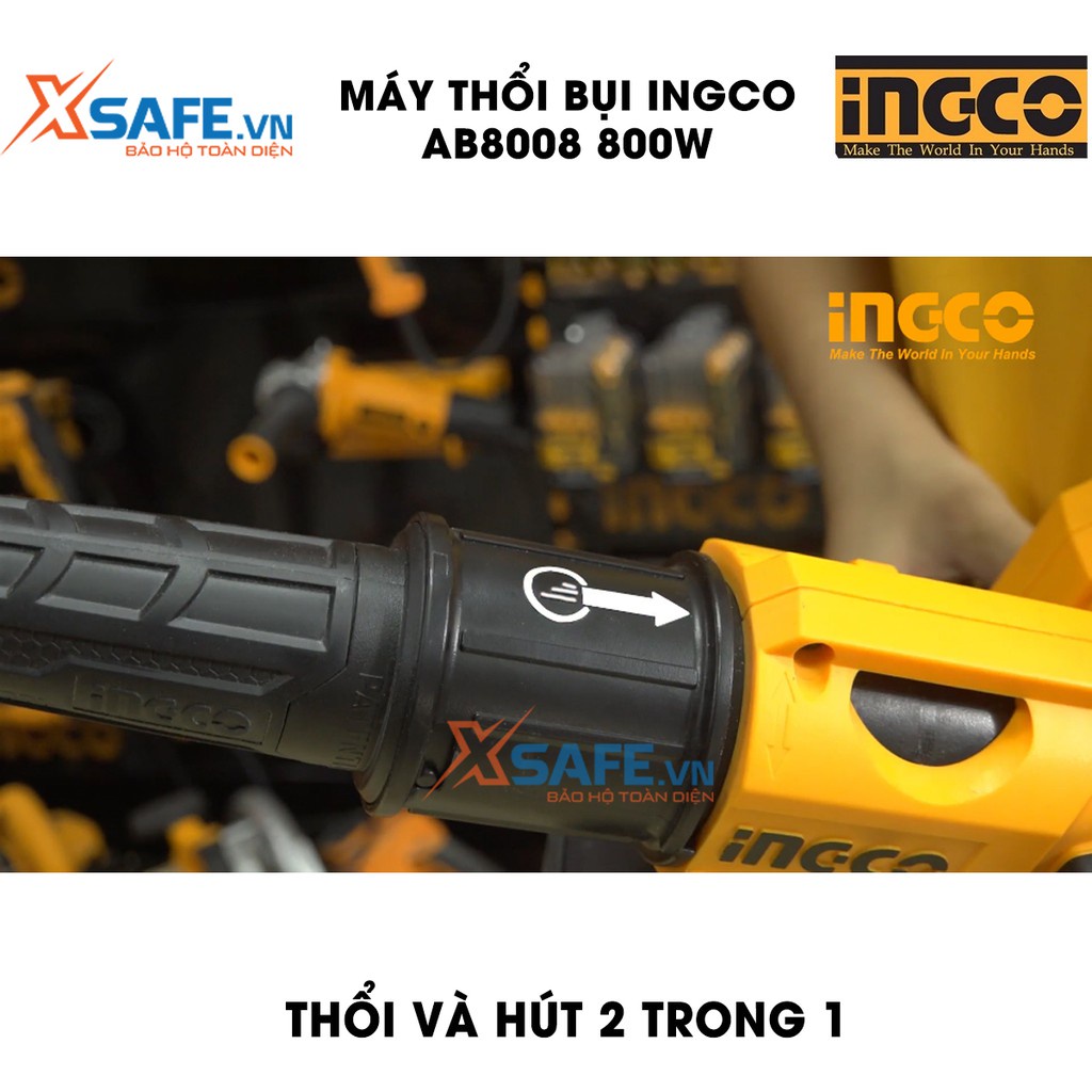 Máy hút, thổi bụi INGCO AB8008 công suất 800W Tặng kèm túi đựng bụi, ống hút và 2 ống hút bụi - Hút thổi bụi 2 trong 1