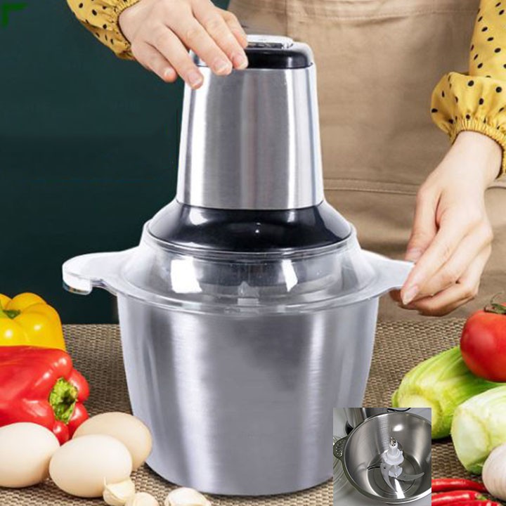 MÁY XAY THỊT VÀ GIA VỊ CỐI INOX CAO CẤP 2L