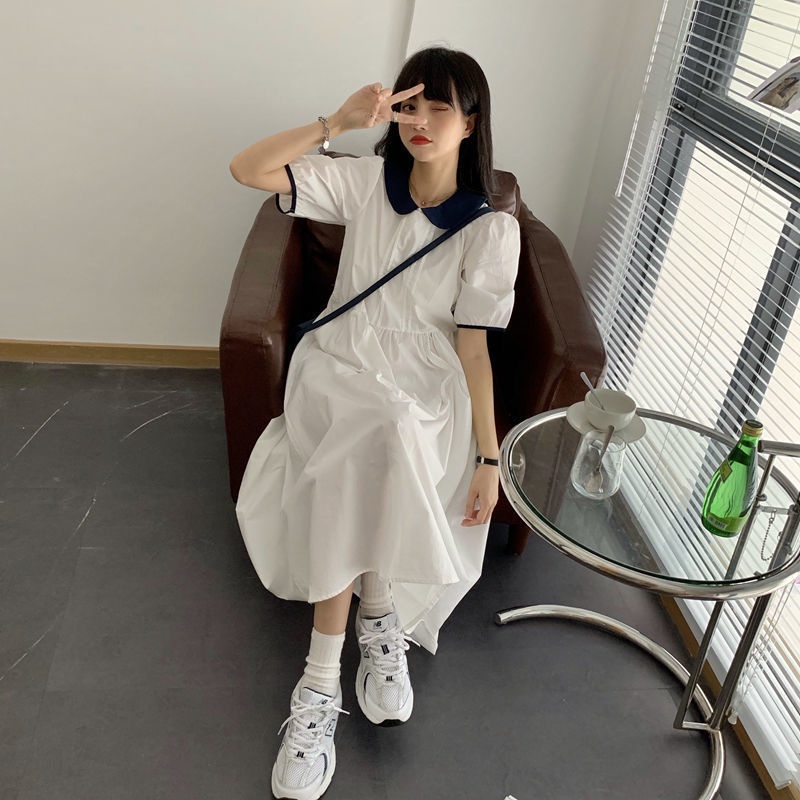 Đầm Midi Dáng Rộng Cổ Búp Bê Phong Cách Thời Trang Nhật Hàn Dành Cho Nữ