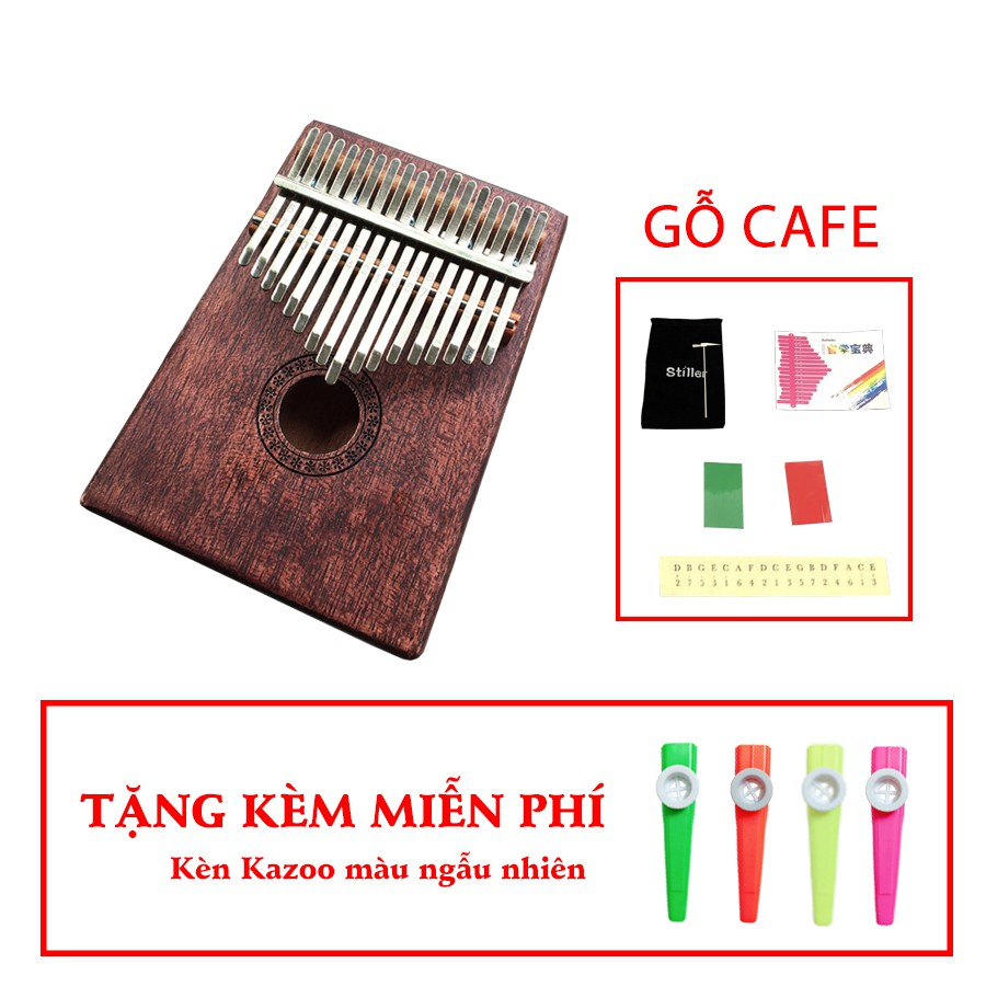 Đàn Kalimba 17 Phím Woim Gỗ Cafe Tặng Kèm Kèn Kazoo Dream Walker Limited Edition