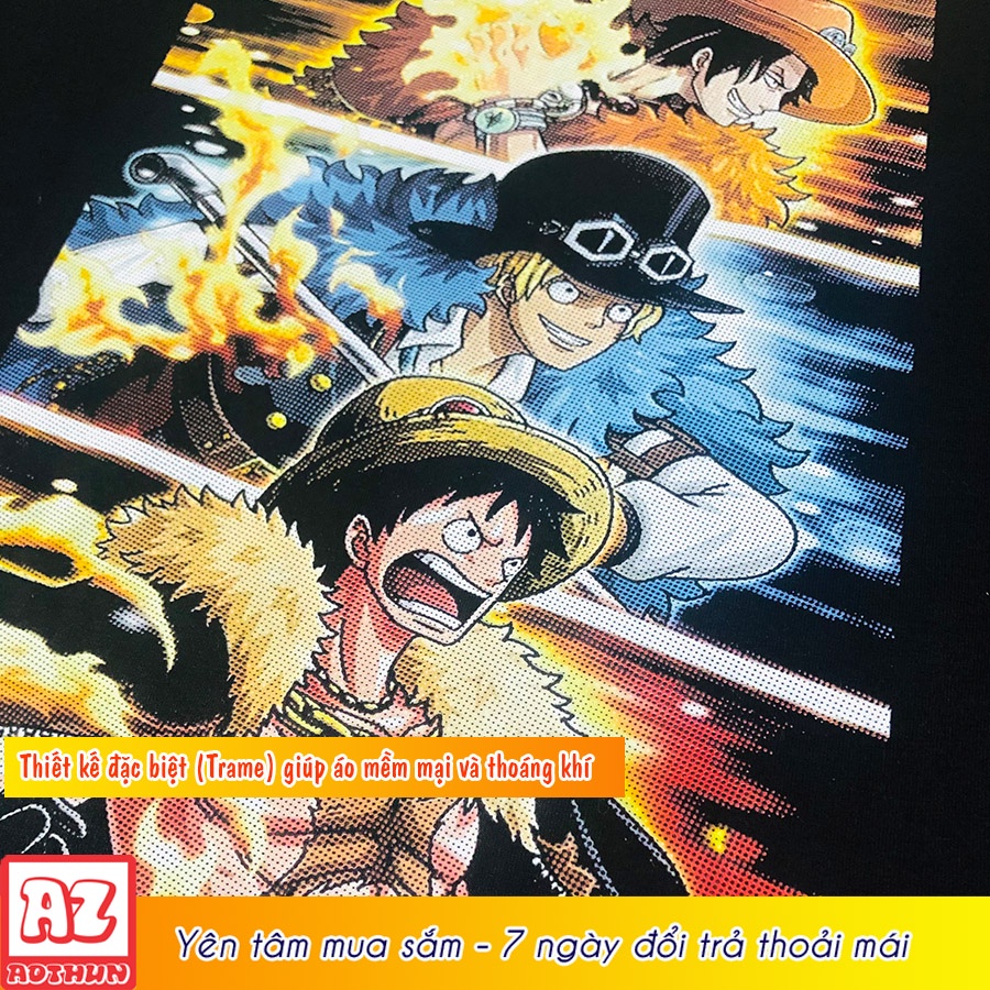 Áo thun in hình one piece luffy ace sabo - Có size trẻ em M2925