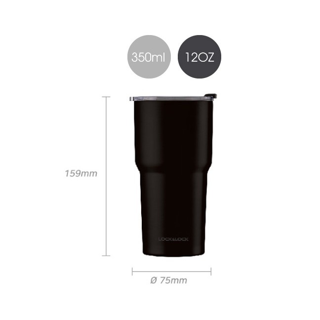 Ly Giữ Nhiệt Bằng Thép Không Gỉ Lock&amp;Lock Swing Tumbler LHC4179BLK (350ml) -Màu Đen - Hàng Chính Hãng - JoyMall