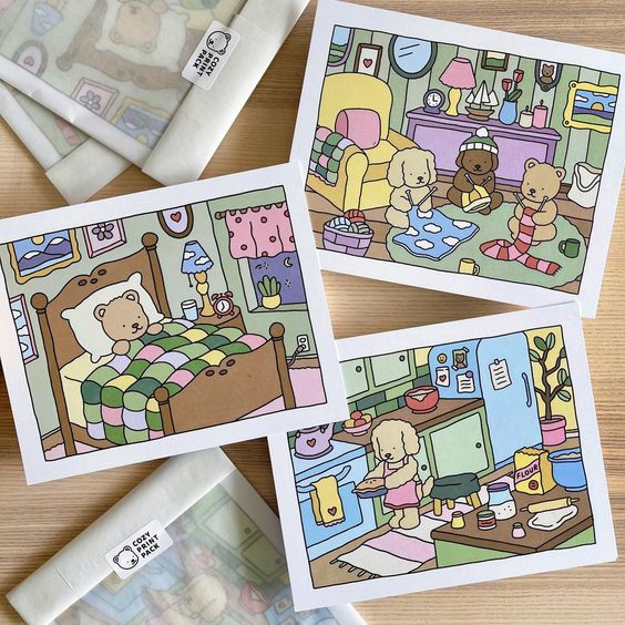 Bộ 20 tranh tô màu Happy cat giấy dầy đẹp