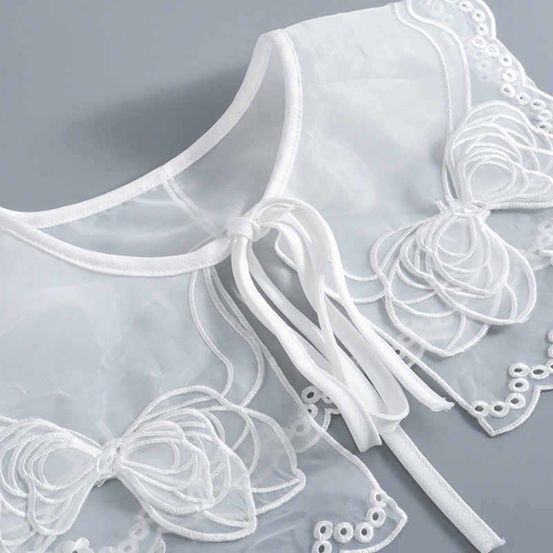 Áo Choàng Poncho Vải Organza Giả Thêu Họa Tiết Thắt Nơ Cho Nữ