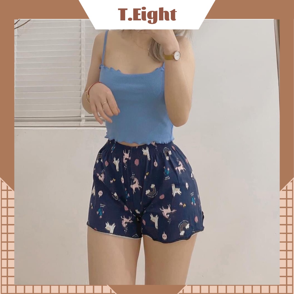 Quần Short thun xòe nhiều hoạ tiết cạp chun, Quần ngủ vải cotton mịn mát co giãn | BigBuy360 - bigbuy360.vn