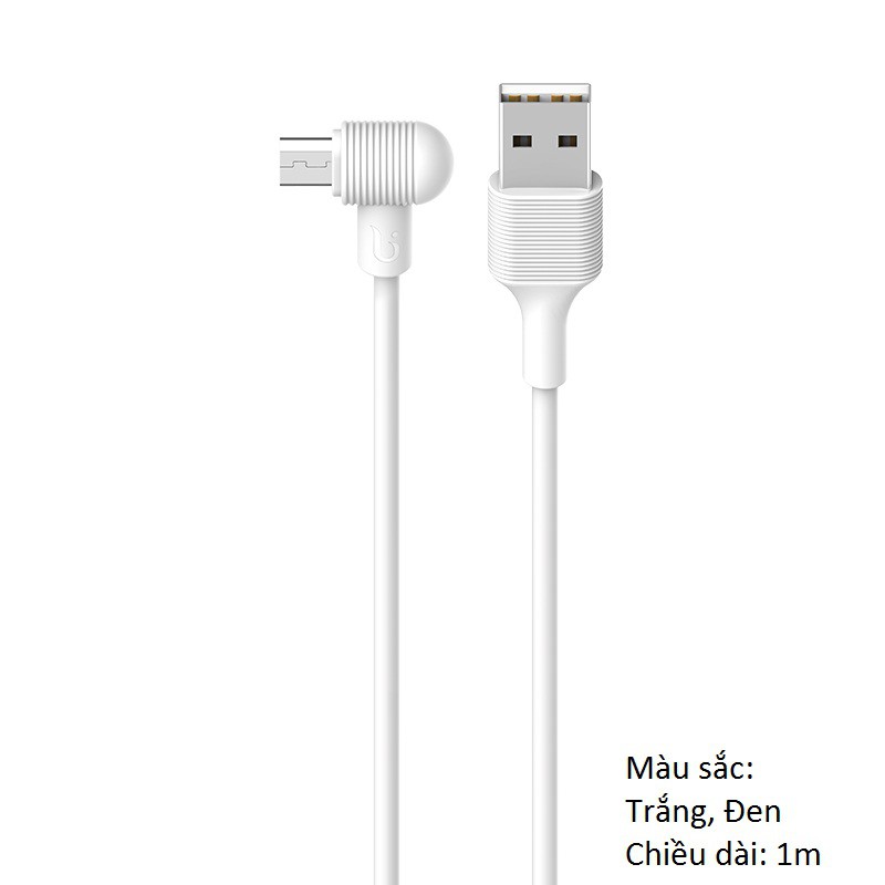 Cáp sạc Micro USB bẻ vuông góc 90 độ Borofone BX7 dài 1m