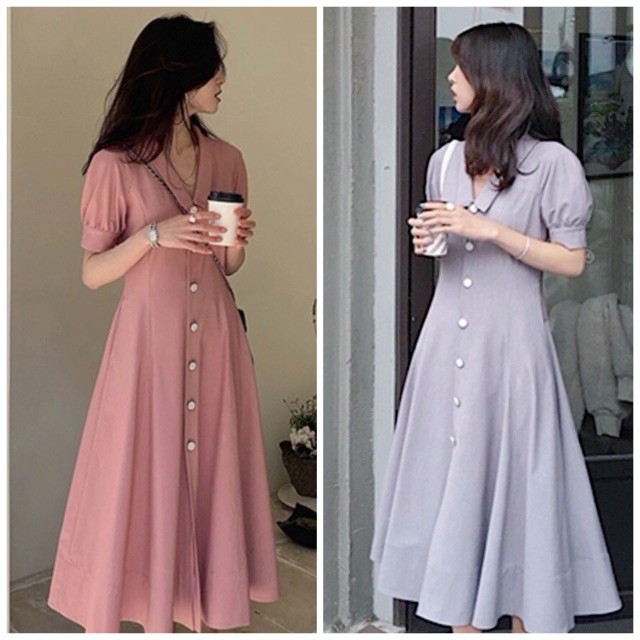 Đầm váy freesize sm nút trắng 3 màu