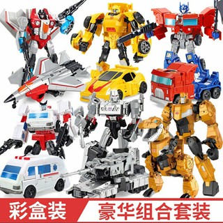 Phiên bản hợp kim của chiếc xe biến dạng Người Bumblebee Khủng long Robot Trẻ em Đồ chơi xếp hình quá khổ Câu đố Cậu