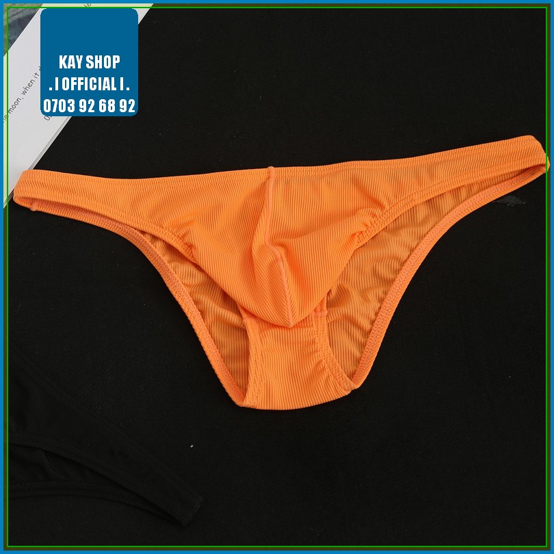 Quần lót nam trơn ôm mông kiểu tam giác mini thun cotton vân sọc - Quần sịp nam cạp lưng thấp bikini quyến rũ