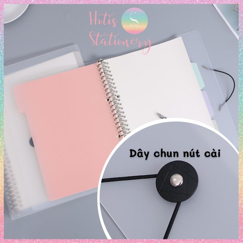 [HOTIS] Bìa còng sắt có dây chun nút cài - Binder A5/ B5/ A4 - 2 màu Trắng/ Đen