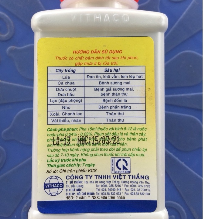 Thuốc trừ nấm bệnh DACONIL 500SC Nhật Bản  - Đặc trị thán thư, sương mai, phấn trắng hoa hồng & cây trồng