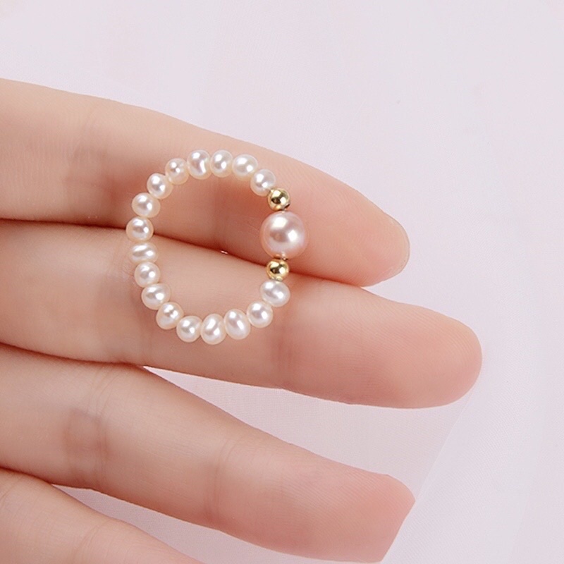 Nhẫn Ngọc Trai Hạt 3 Ly Mặt Hồng Thời Trang, Dễ Thương Cho Nàng - Ngọc Trai Trường Thịnh