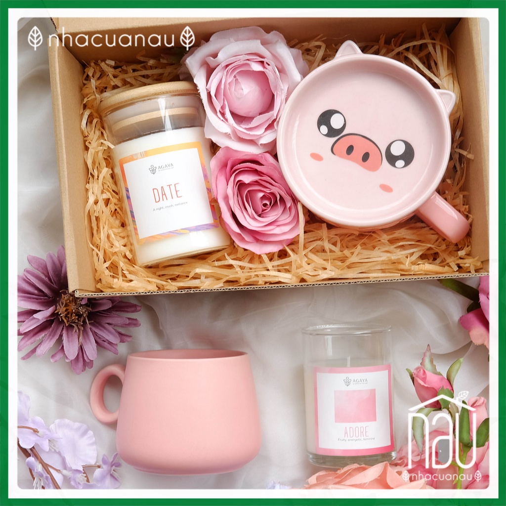 Set quà tặng nến thơm trà hoa, cốc sứ độc đáo; thích hợp trong các dịp lễ, sinh nhật, tân gia, tặng bạn gái, bạn thân,..