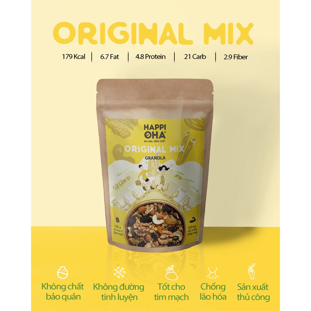 [Trial Set] Combo Granola - - Ngũ Cốc Ăn Sáng/Ngũ Cốc Ăn Kiêng Hỗ Trợ Ăn Kiêng Và Giảm Cân 40g x 8 vị HAPPI OHA