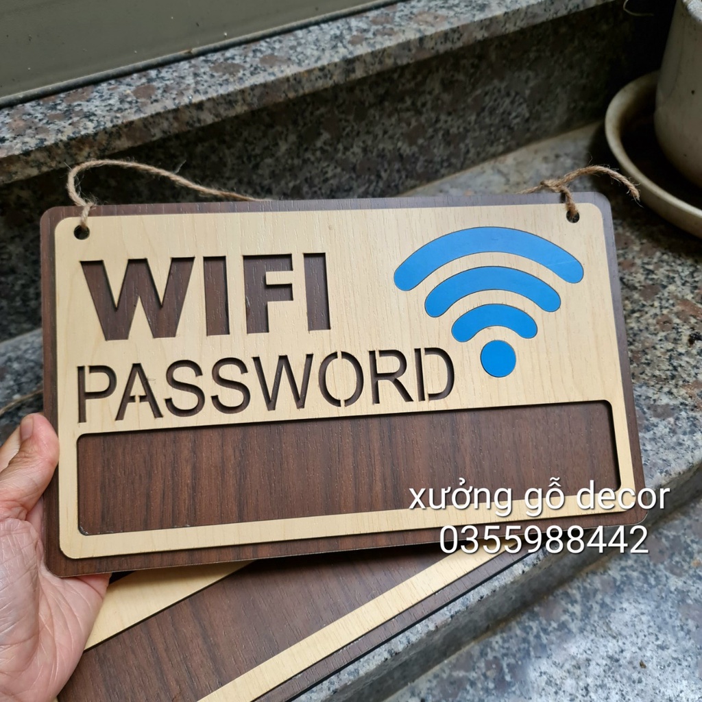Bảng Thông Tin Wifi bằng Gỗ Handmade trang trí Decor Shop, Cửa Hàng