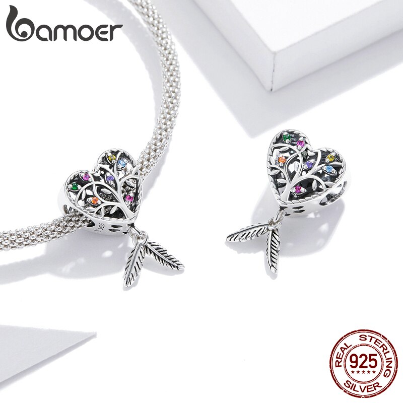 Phụ Kiện Mặt Dây Vòng Đeo Tay Bamoer Bạc Thật 925 Cz Scc1768 Thiết Kế Đầy Màu Sắc