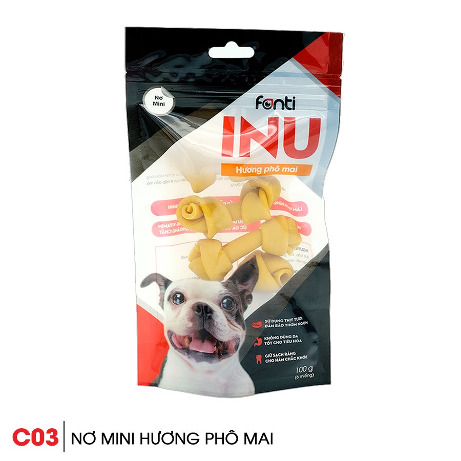 Xương gặm cho chó INU gói 100g- nhiều vị