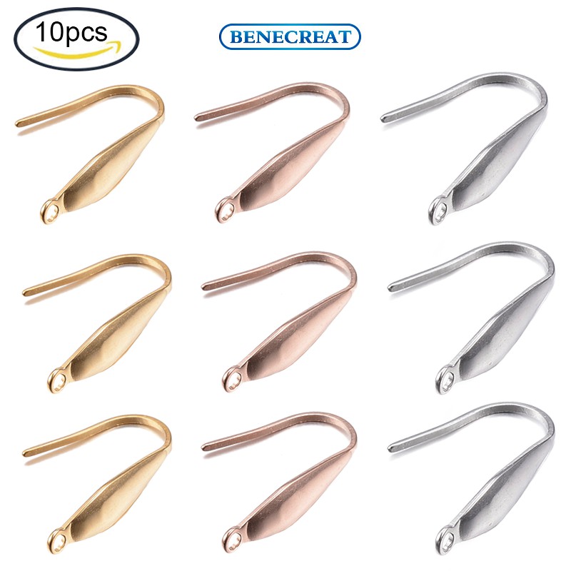 10-50 Móc bông tai BENECREAT bằng thép không gỉ 316 nhiều màu thời trang