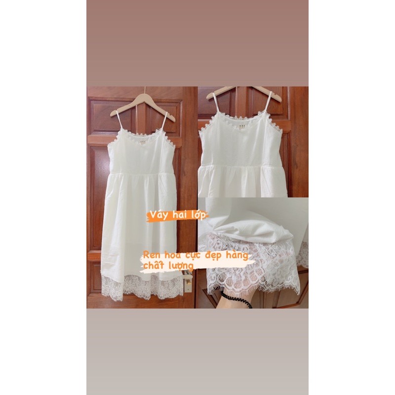 [Ảnh thật/Video]Đầm hai dây dáng babydoll NEW LACE DRESS Váy hai dây hoa ren vintage