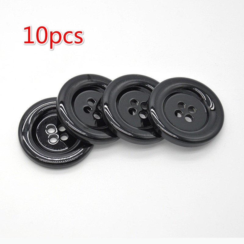 Set 10 Nút Nhựa 4 Lỗ 30MM Màu Đen Làm Đồ Thủ Công