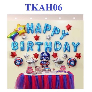 THANH LÝ NGHỈ BÁN - Y Hình - set bóng trang trí sinh nhật mẫu Đội Trưởng Mỹ Captain American - TKAH06