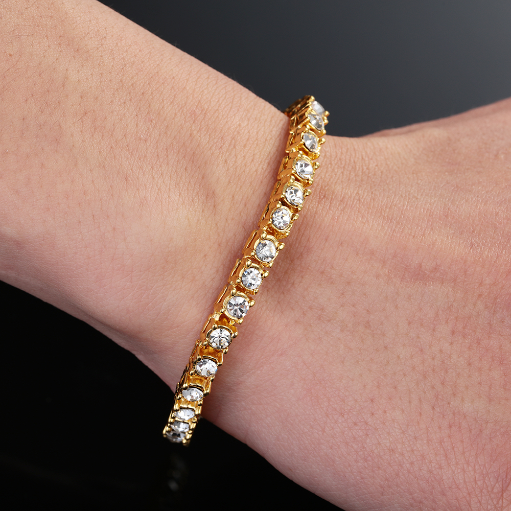 Dây Chuyền Mắt Xích Chiều Rộng 5mm Đính Đá Lấp Lánh Sang Trọng|Vòng Tay Đính Đá Nhiều Màu Sắc Thời Trang Phong Cách Hiphop Cho Nam Nữ